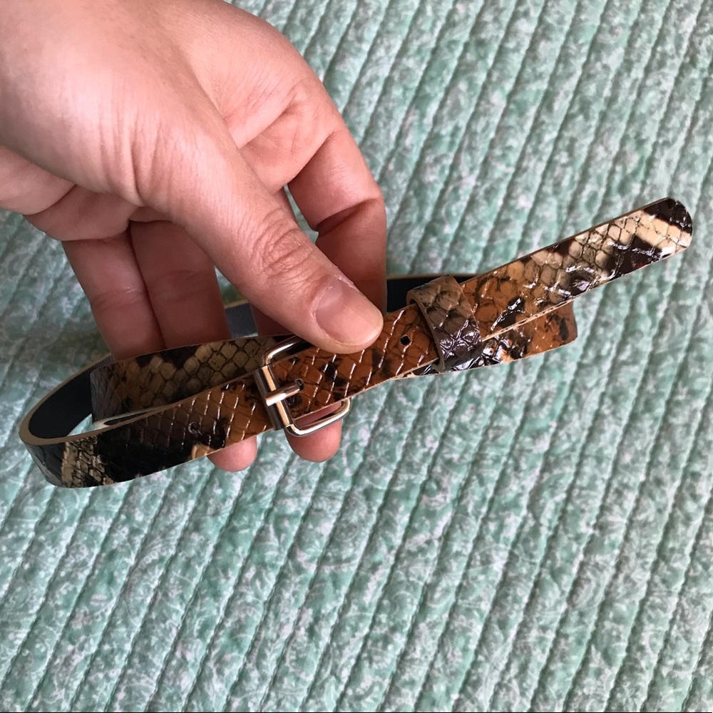 Vegan Leather Snakeskin Belt - Sz Small